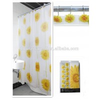 New and high quality Roller printing Sun flower patterns 100% polyester custom printed shower curtains