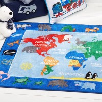 Custom Cartoon World Map Children Infants Carpet Design Printed Anti Slip Washable Rugs